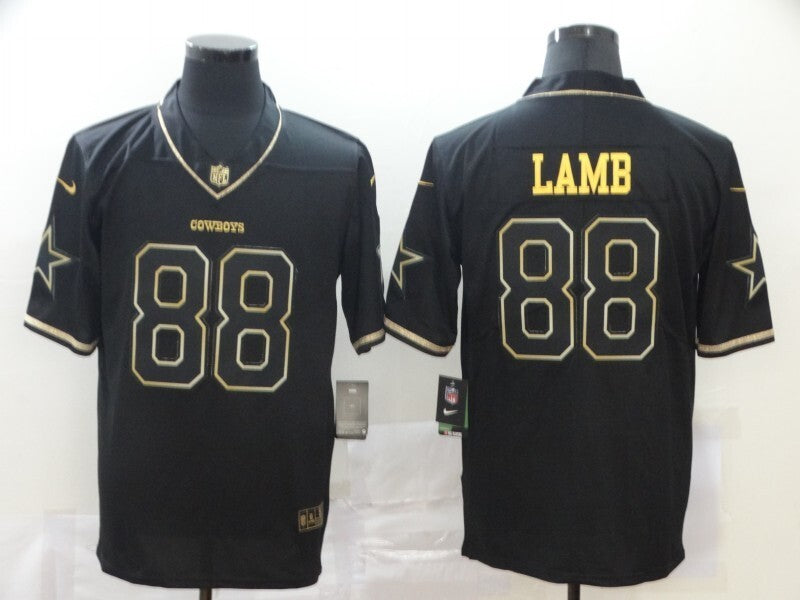 Dallas cowboys #88 Lamb Black Retro Gold 949 Football Jersey football jersey product view 1