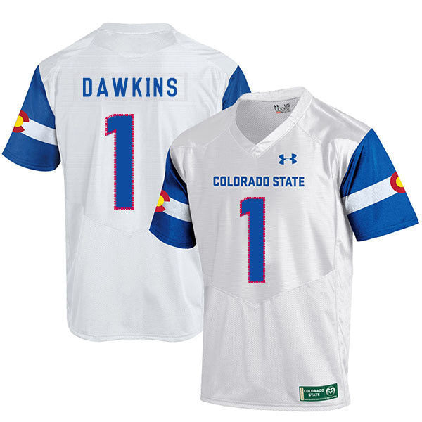 Dalyn Dawkins 1 White College Football Jersey football jersey product view 1