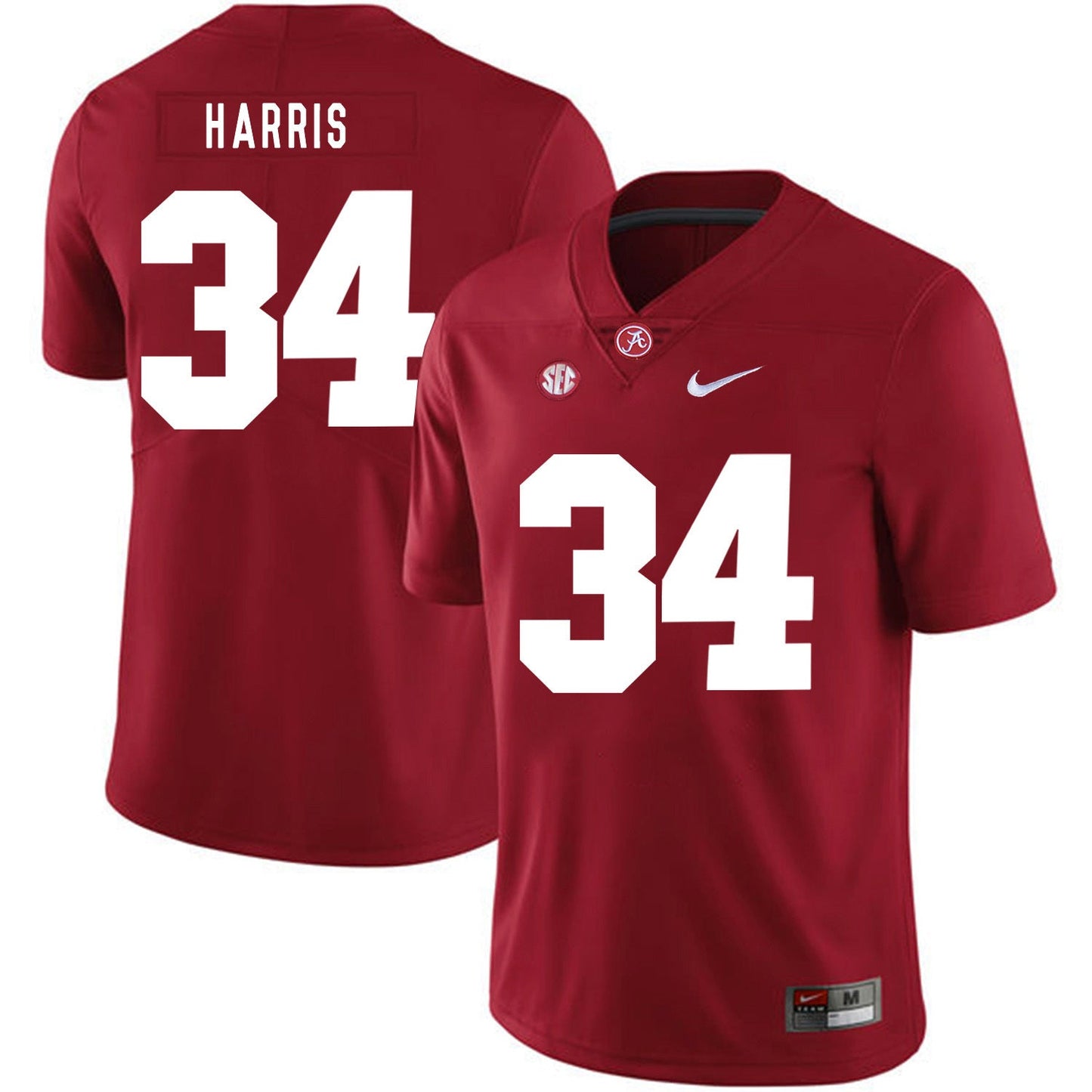 Damien Harris 34 Red .2jpg College Football Jersey football jersey product view 1