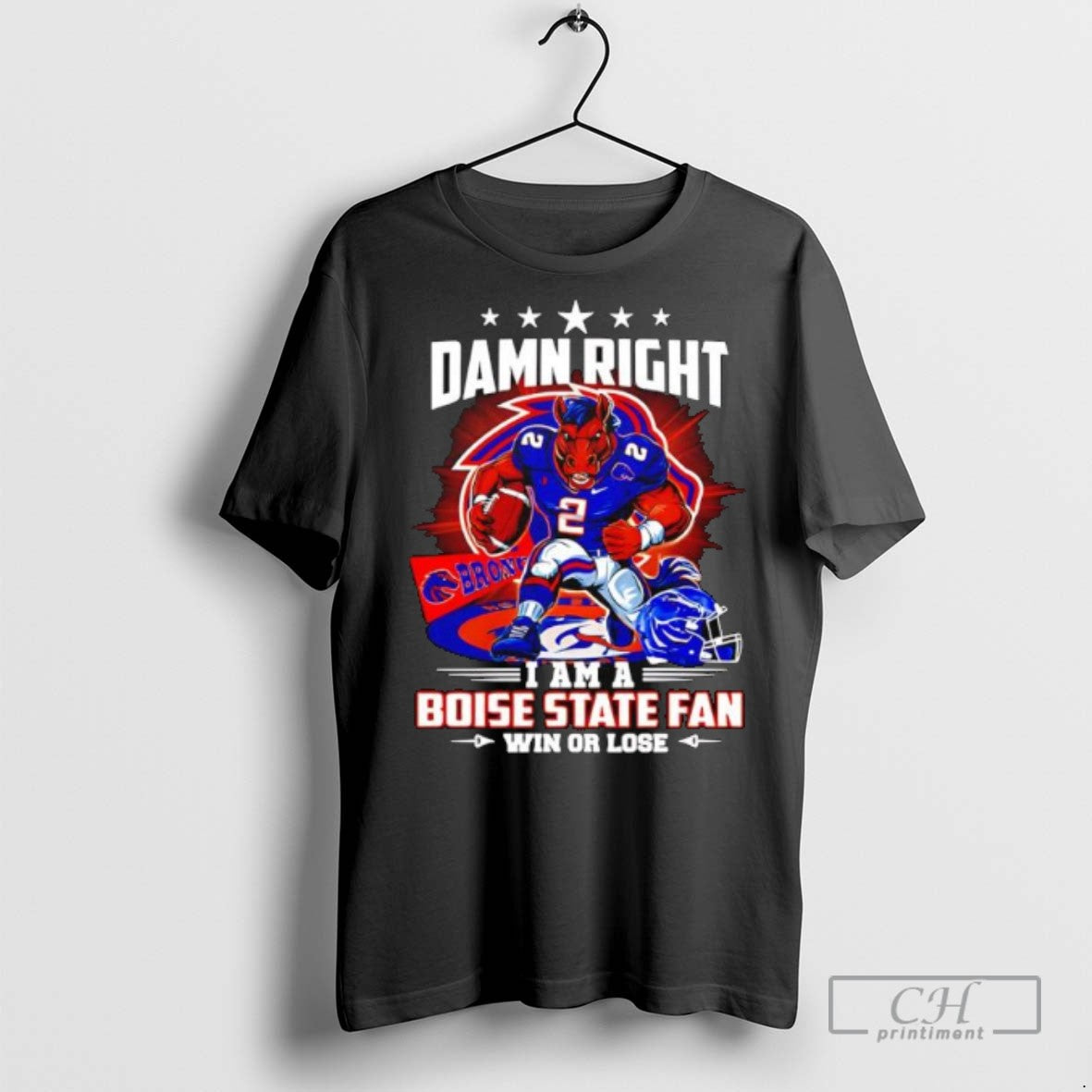 Damn Right I Am A Boise State Broncos Fan Win Or Lose Horse Mascot Logo Unisex T-shirt, Sweatshirt, Hoodie, Long Sleeve Tee - T-Shirt, Sweatshirt, Hoodie