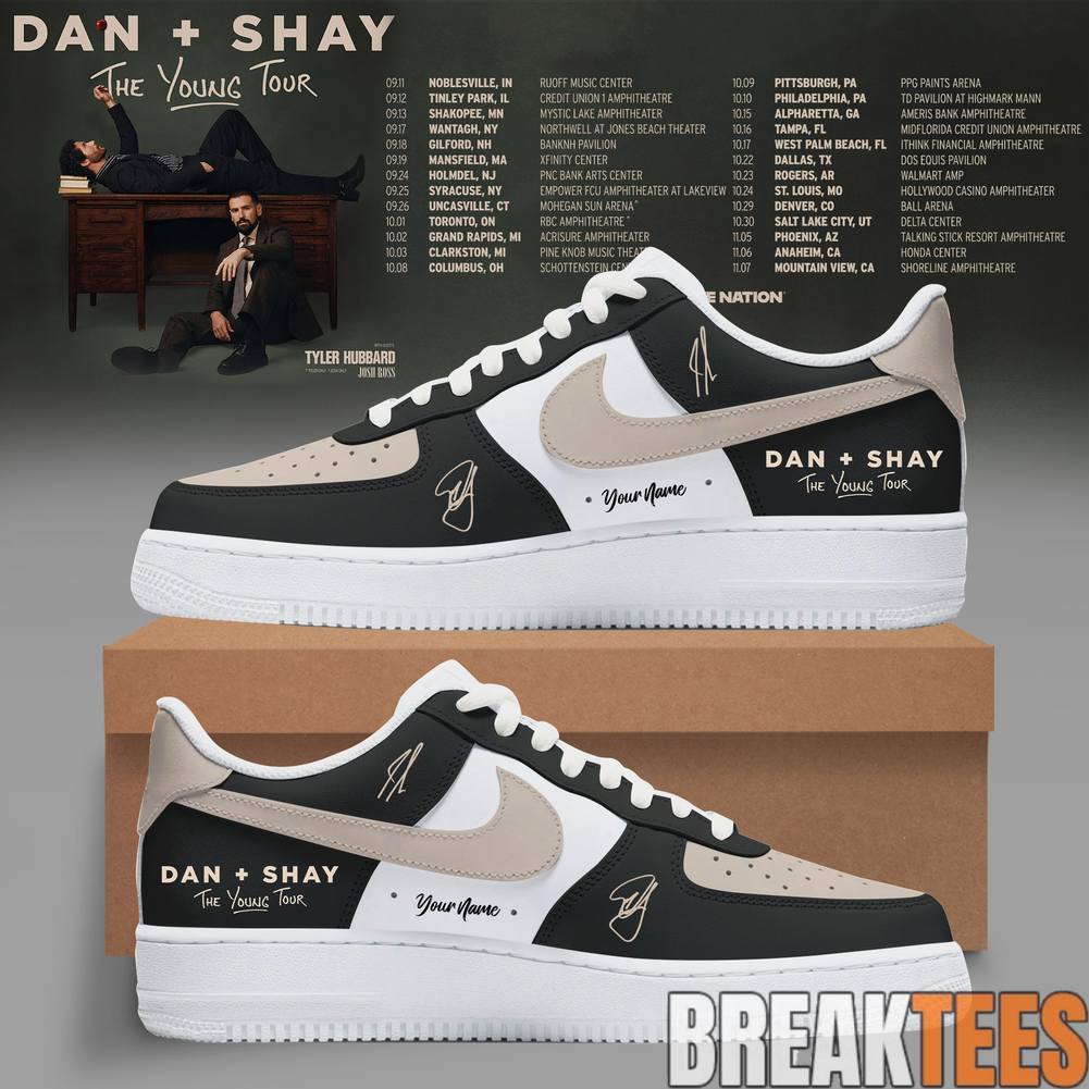 Dan + Shay The Young Tour 2026 Custom Air Force 1 Shoes Unisex T-shirt, Sweatshirt, Hoodie, Long Sleeve Tee - T-Shirt, Sweatshirt, Hoodie