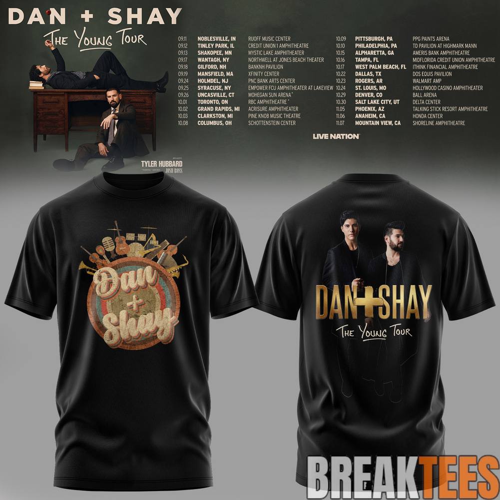 Dan + Shay The Young Tour 2026 Shirt Unisex T-shirt, Sweatshirt, Hoodie, Long Sleeve Tee - T-Shirt, Sweatshirt, Hoodie