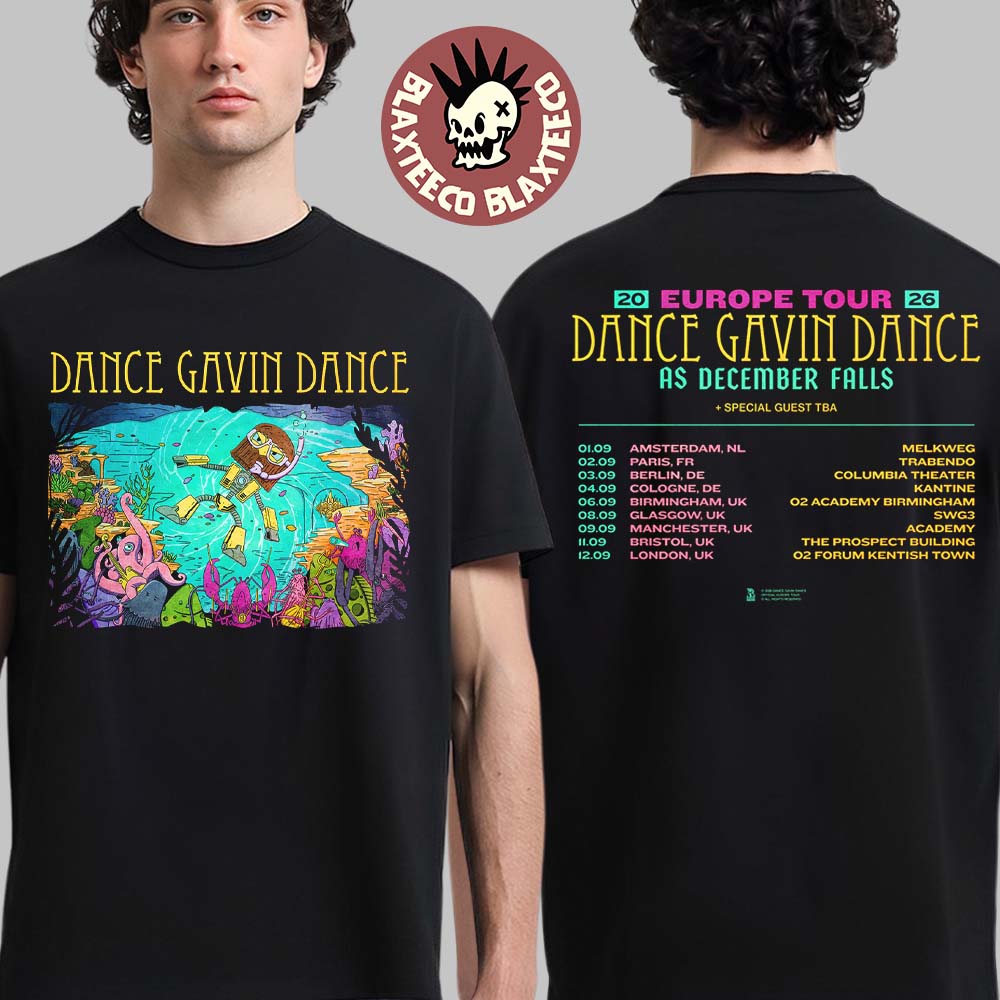 Dance Gavin Dance As December Falls 2026 UK And EU Tour Schedule Dates Two Sided T-Shirt Unisex T-shirt, Sweatshirt, Hoodie, Long Sleeve Tee - T-Shirt, Sweatshirt, Hoodie