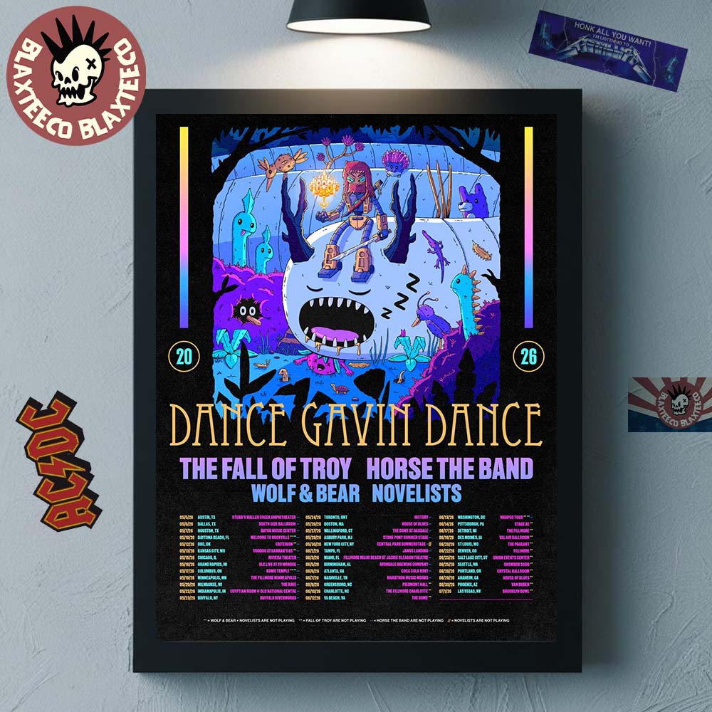 Dance Gavin Dance Summer North America Tour 2026 Schedule Dates Home Decor Poster Canvas Unisex T-shirt, Sweatshirt, Hoodie, Long Sleeve Tee - T-Shirt, Sweatshirt, Hoodie
