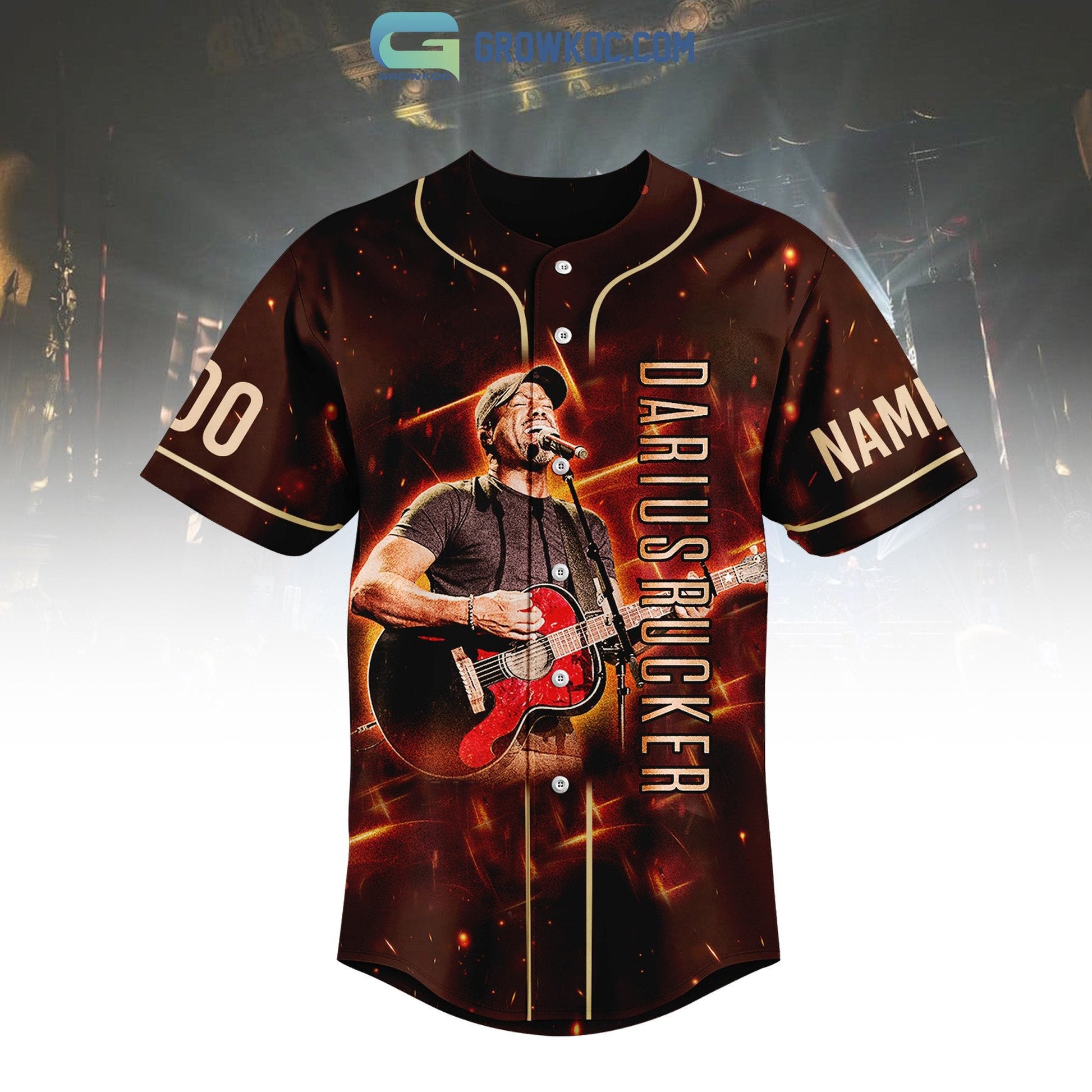 Darius Rucker Starting Fires Tour Personalized Baseball Jersey baseball jersey product view 2