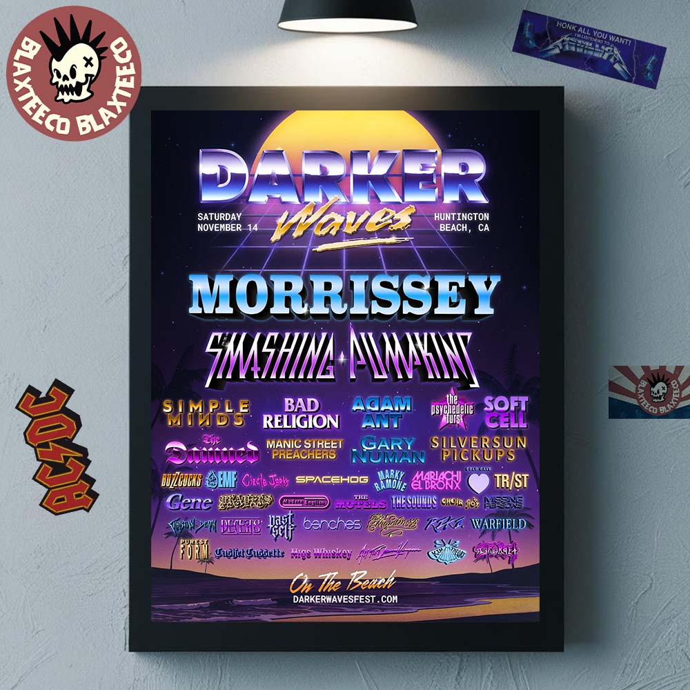 Darker Waves 2026 Festival Full Lineup In Huntington Beach California On November 14 2026 Home Decor Poster Canvas - T-Shirt, Sweatshirt, Hoodie