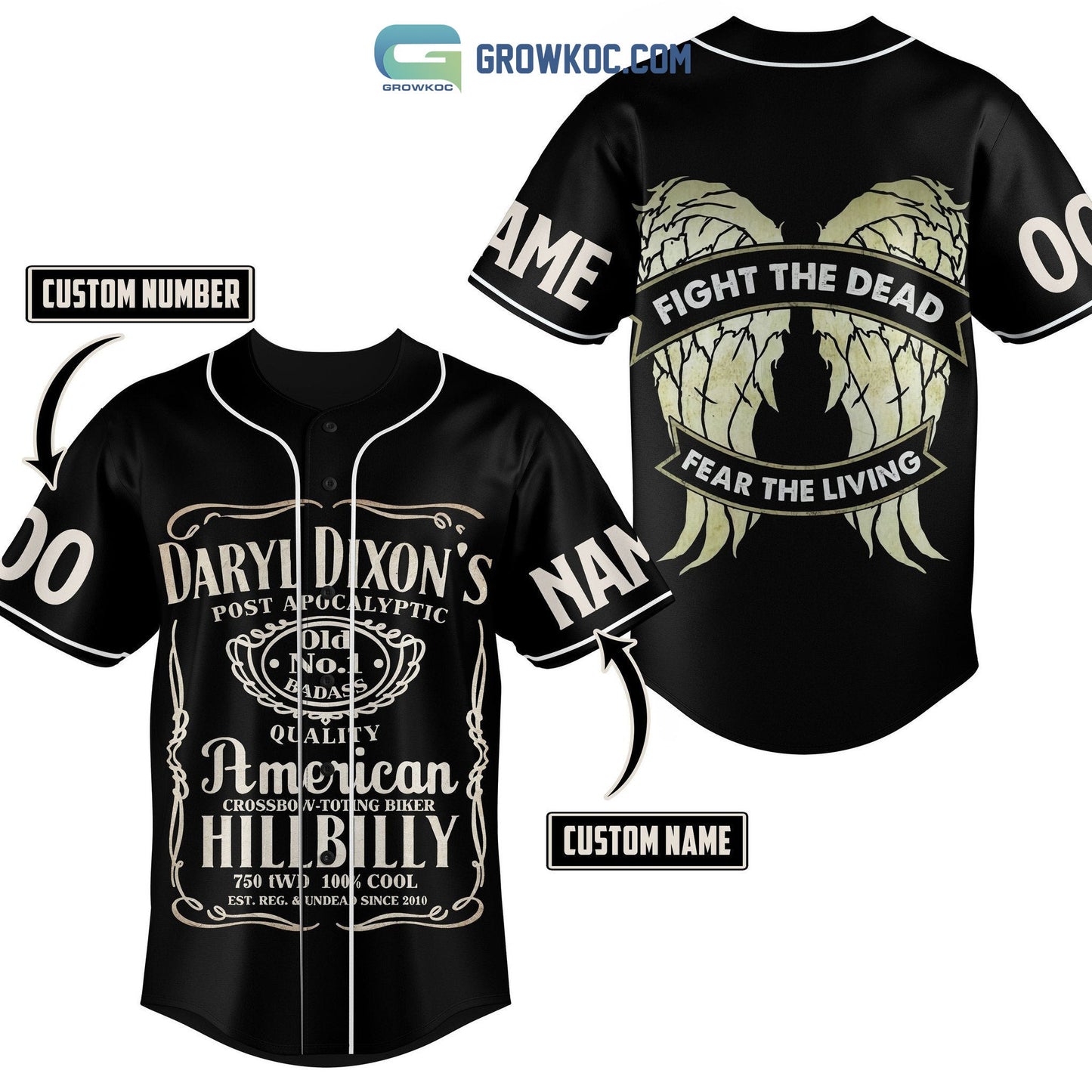 Daryl Dixon’s Post Apocalyptic Fight The Dead Fear The Living Personalized Baseball Jersey baseball jersey product view 1