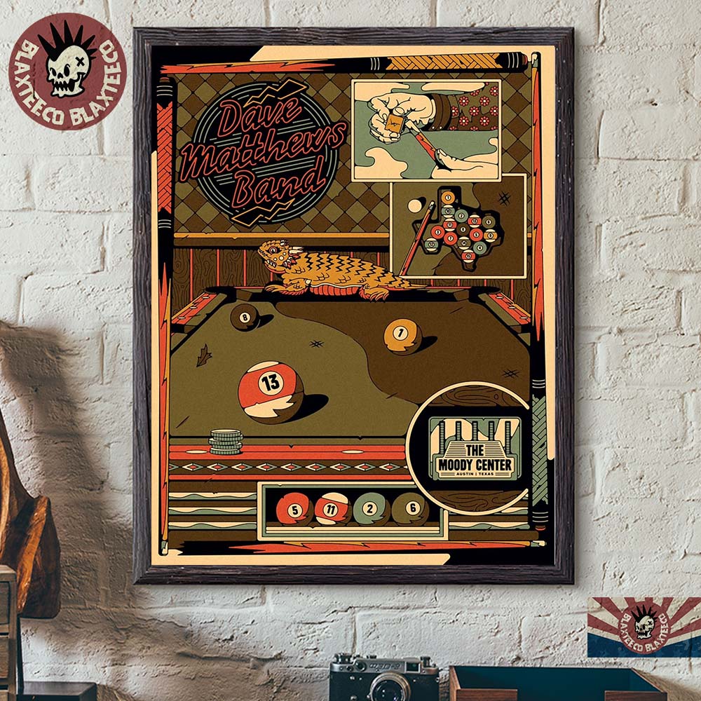 Dave Matthews Band Austin Texas 2026 Venue Poster At The Moody Center On May 11 2026 The Billiard Pool Table Art Poster Canvas - T-Shirt, Sweatshirt, Hoodie