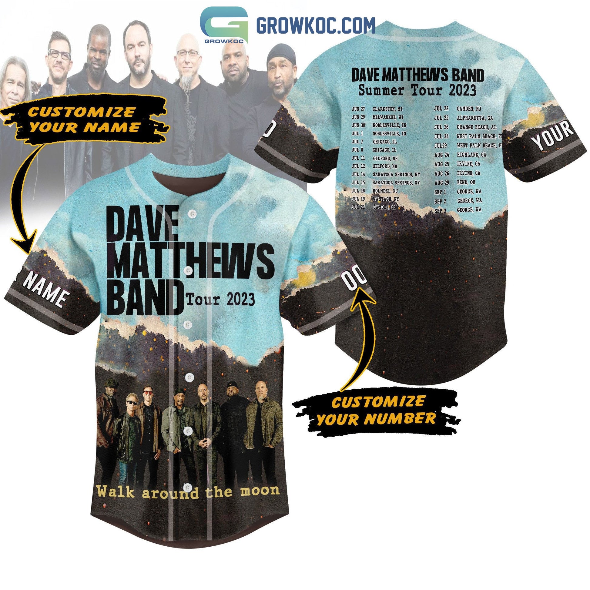 Dave Matthews Band Summer Tour 2023 Personalized Baseball Jersey baseball jersey product view 1
