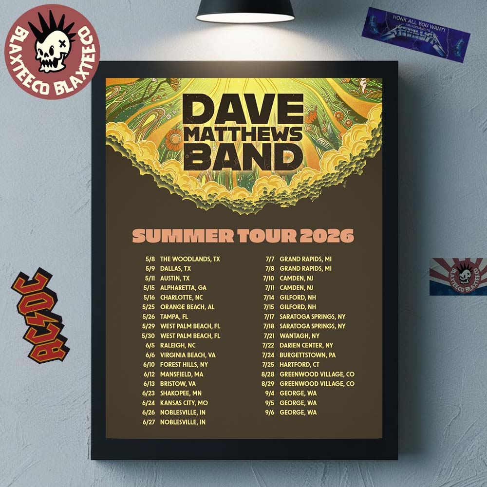 Dave Matthews Band Summer Tour 2026 North America Schedule Dates Wall Decor Poster Canvas Unisex T-shirt, Sweatshirt, Hoodie, Long Sleeve Tee - T-Shirt, Sweatshirt, Hoodie
