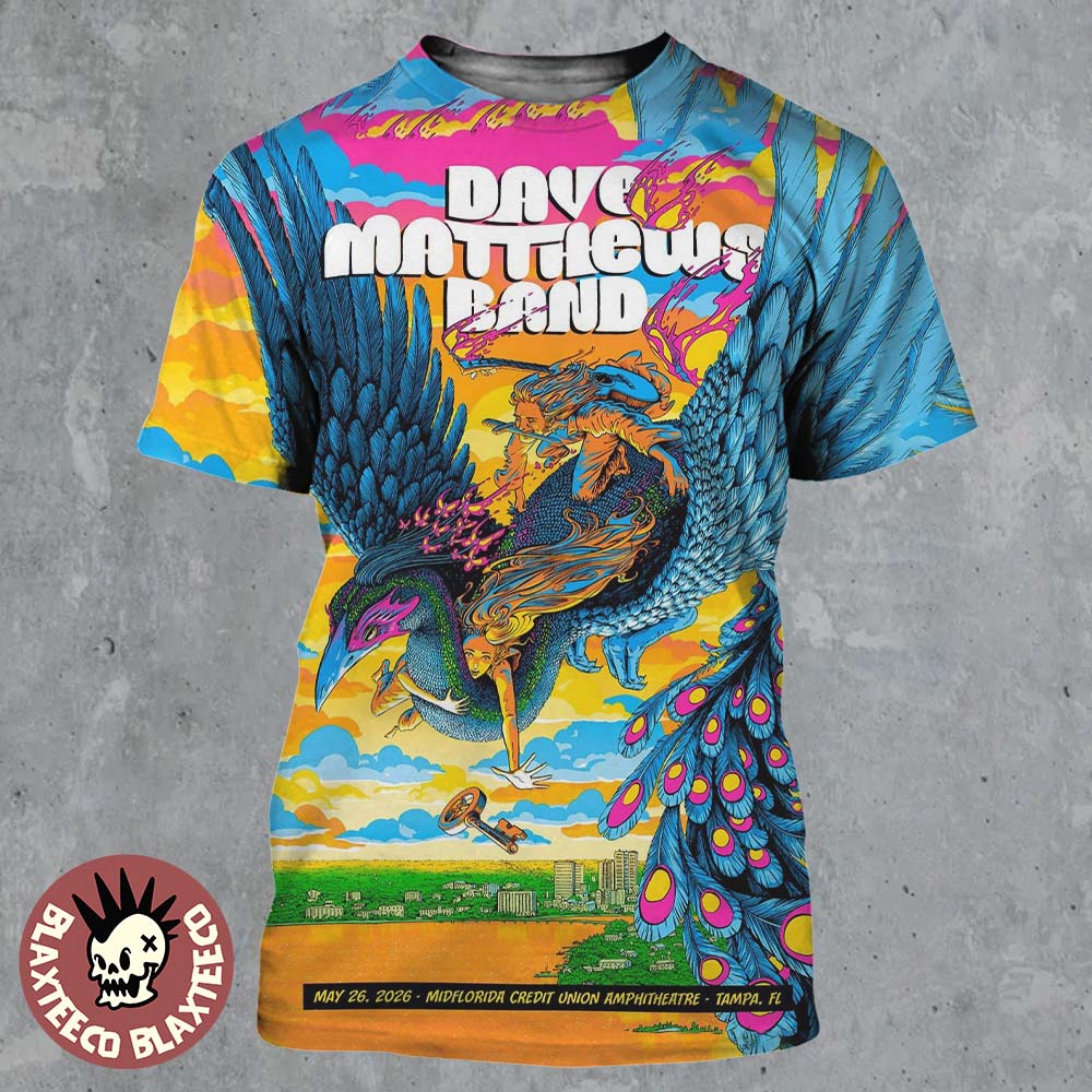 Dave Matthews Band Tampa Florida 2026 Event Poster At MidFlorida Credit Union Amphitheatre On May 26 2026 All Over Print Shirt - T-Shirt, Sweatshirt, Hoodie