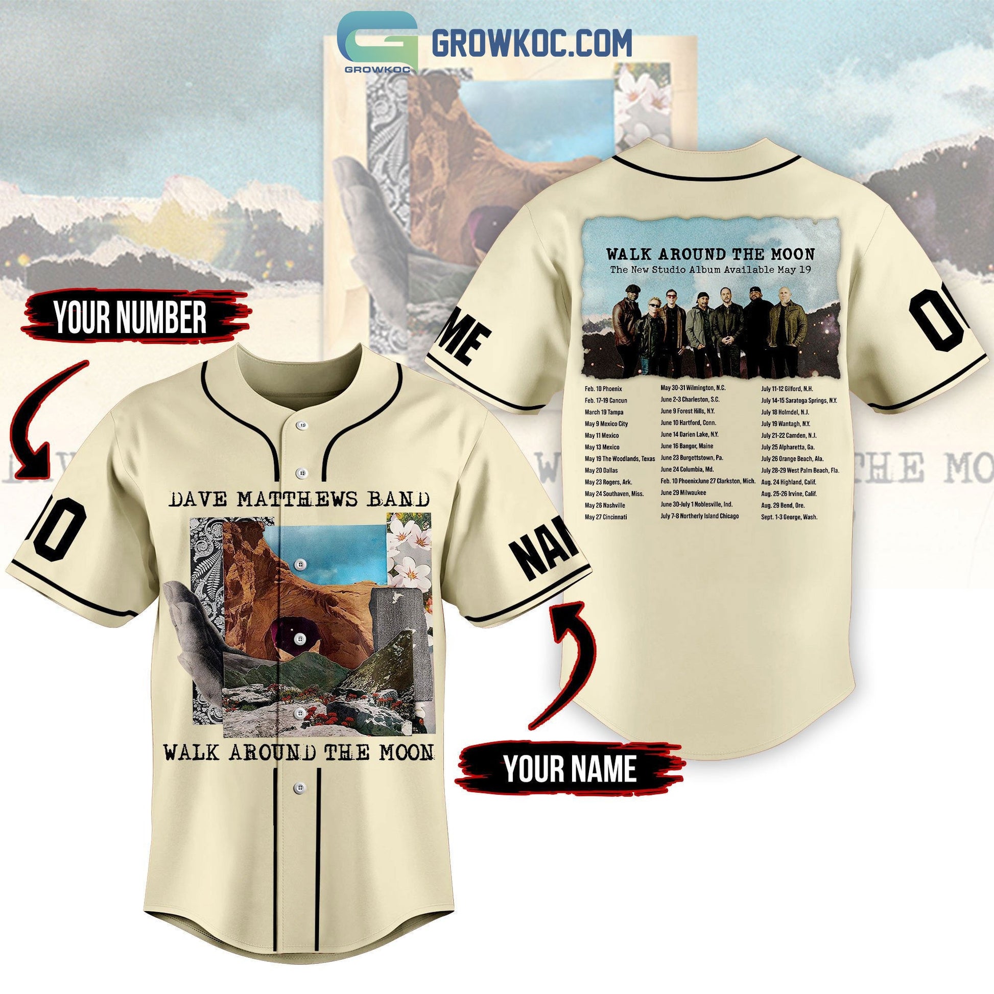 Dave Matthews Band Walk Around The Moon Personalized Baseball Jersey baseball jersey product view 1