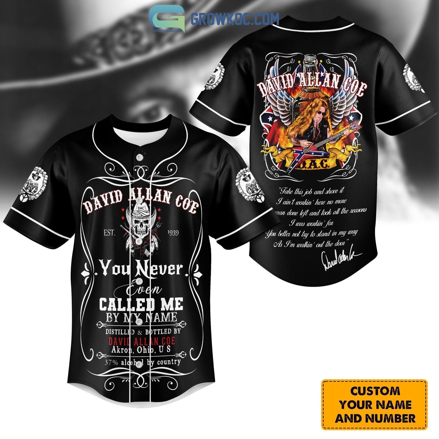 David Allan Coe Personalized Baseball Jersey baseball jersey product view 1