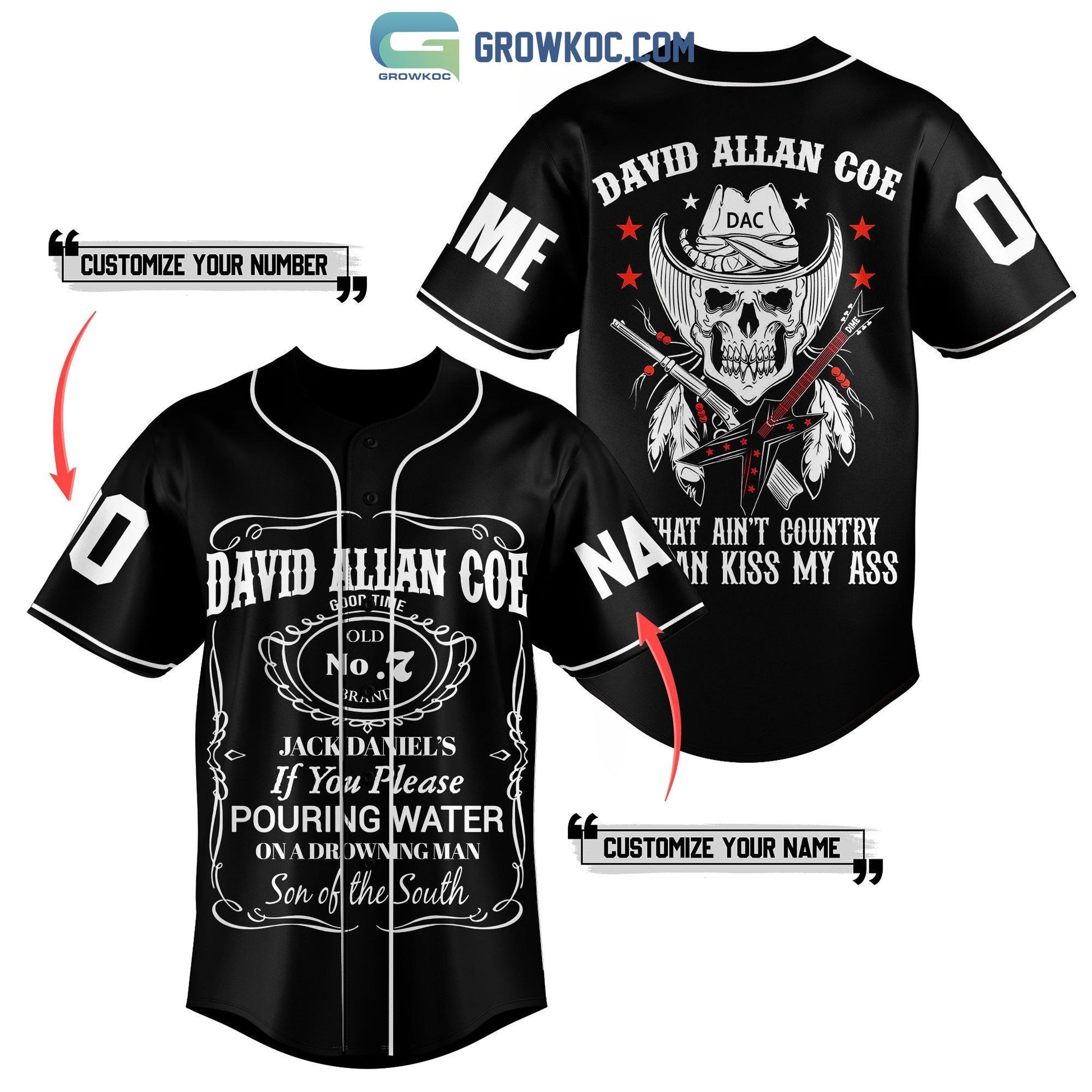 David Allan Coe Son of The South Personalized Baseball Jersey baseball jersey product view 1