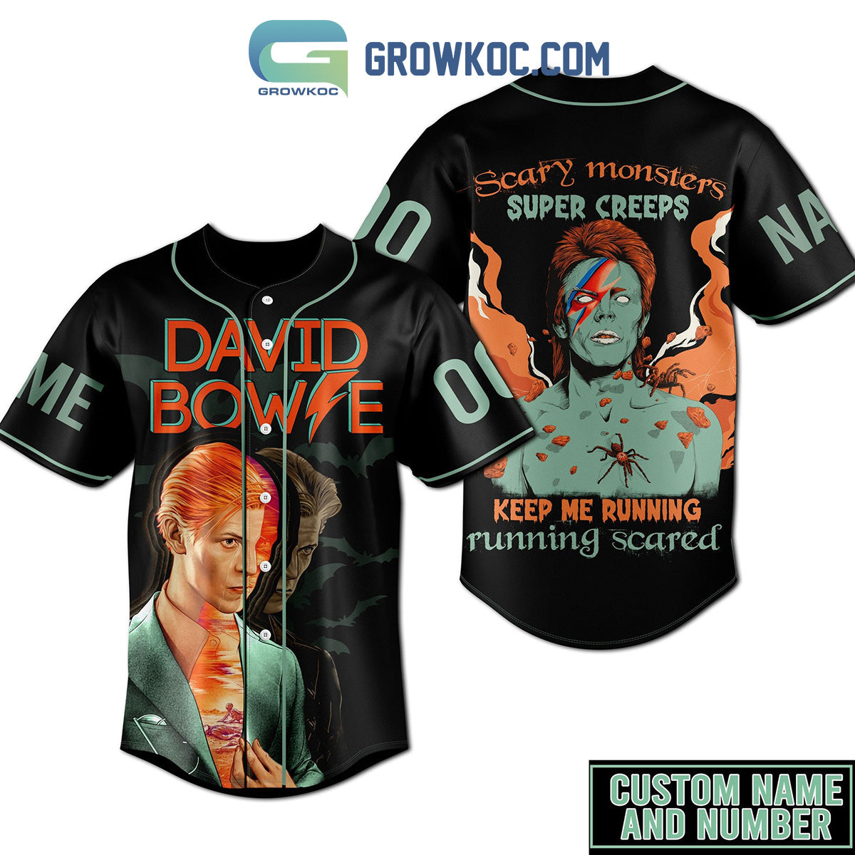 David Bowie Scary Monsters Super Creeps Keep Me Running Running Scared Personalized Baseball Jersey baseball jersey product view 1