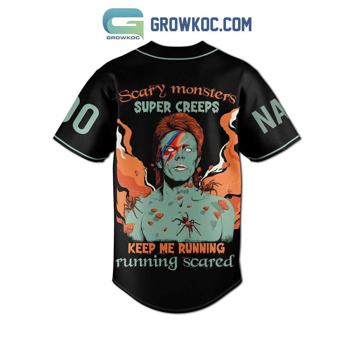 David Bowie Scary Monsters Super Creeps Keep Me Running Running Scared Personalized Baseball Jersey baseball jersey product view 2