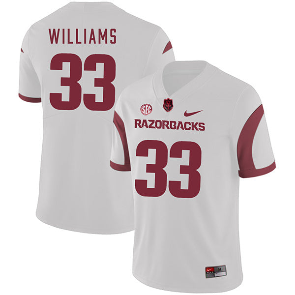 David Williams 33 White College Football Jersey football jersey product view 1
