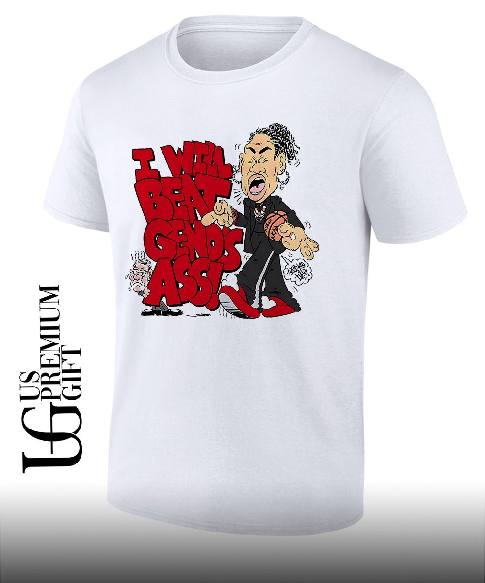 Dawn Staley scream I will beat Genos ass Geno Auriemma caricature shirt Unisex T-shirt, Sweatshirt, Hoodie, Long Sleeve Tee - T-Shirt, Sweatshirt, Hoodie