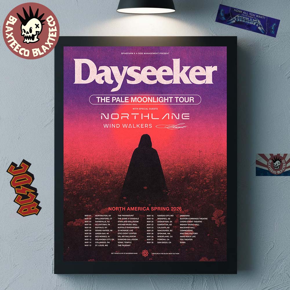 Dayseeker The Pale Moonlight Tour North America Spring 2026 Schedule Dates Poster Canvas Unisex T-shirt, Sweatshirt, Hoodie, Long Sleeve Tee - T-Shirt, Sweatshirt, Hoodie