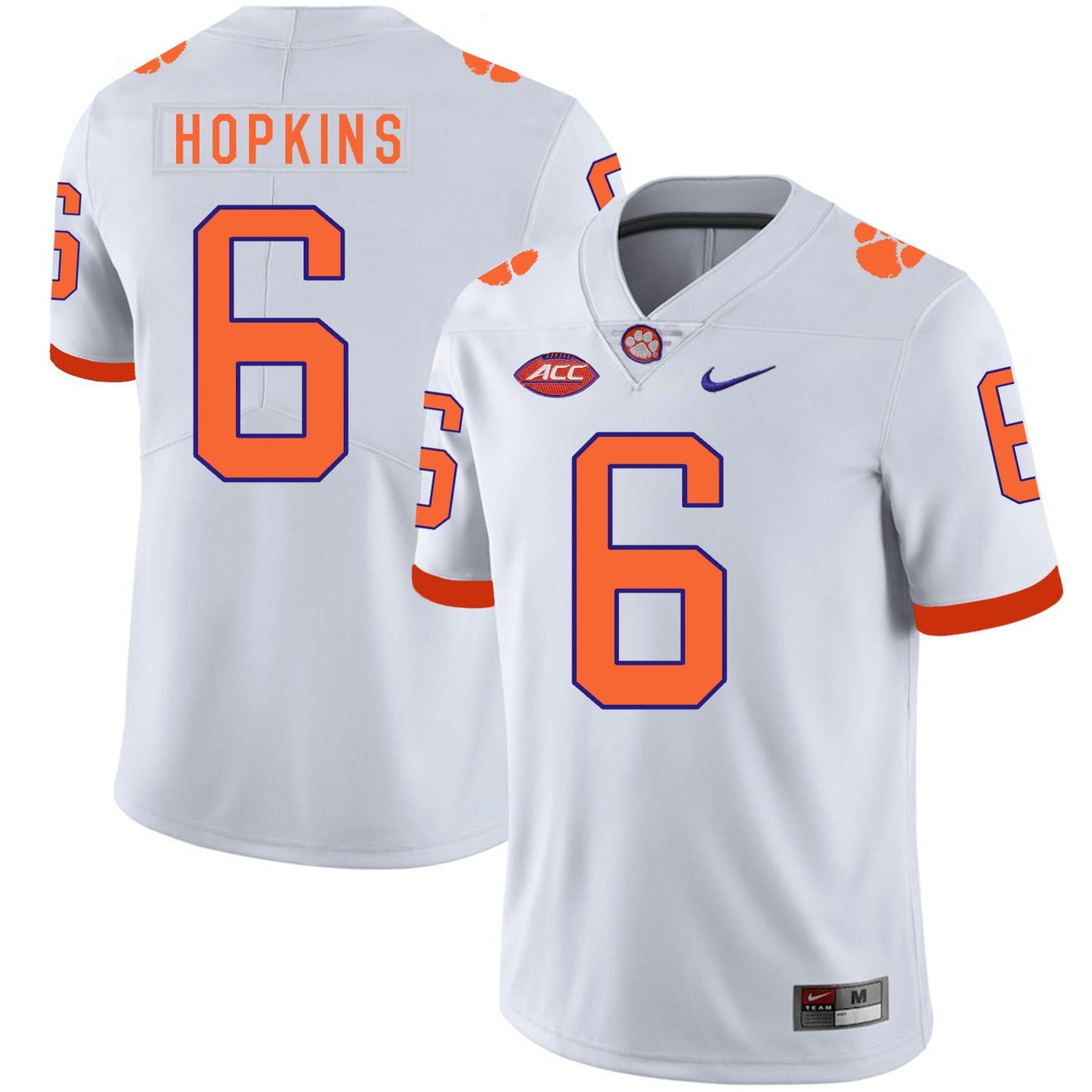 DeAndre Hopkins 6 White Style 1 College Football Jersey football jersey product view 1