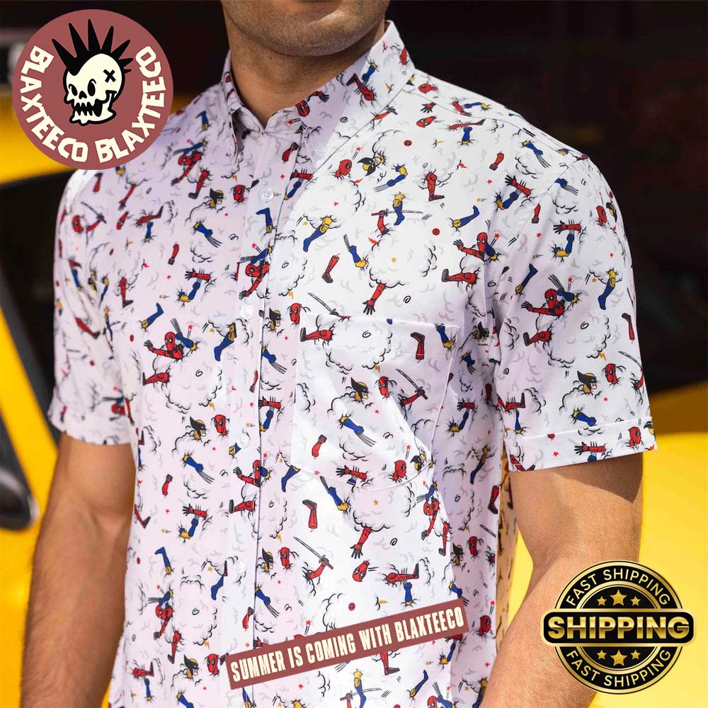 Deadpool And Wolverine RSVLTS This Is So Us Button Short Sleeve Hawaiian Shirt Unisex T-shirt, Sweatshirt, Hoodie, Long Sleeve Tee - T-Shirt, Sweatshirt, Hoodie
