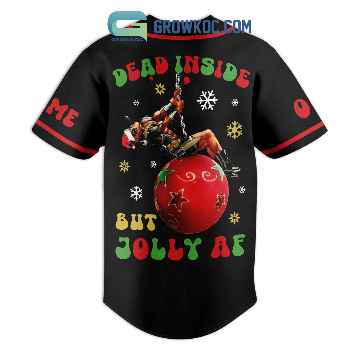 Deadpool Dead Inside But Jolly AF Personalized Baseball Jersey baseball jersey product view 3