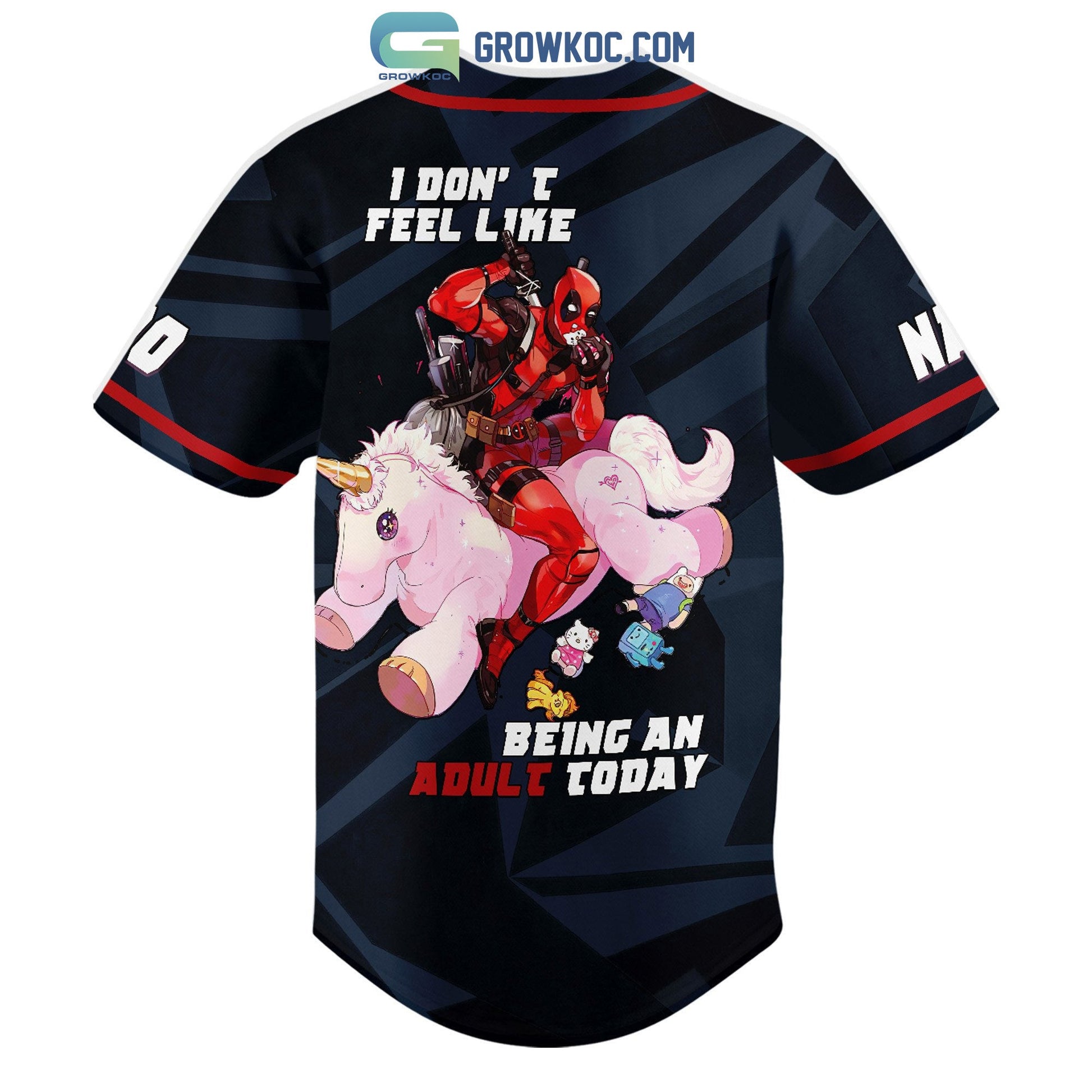 Deadpool I Don’t Feel Like Being An Adult Today Personalized Baseball Jersey baseball jersey product view 3