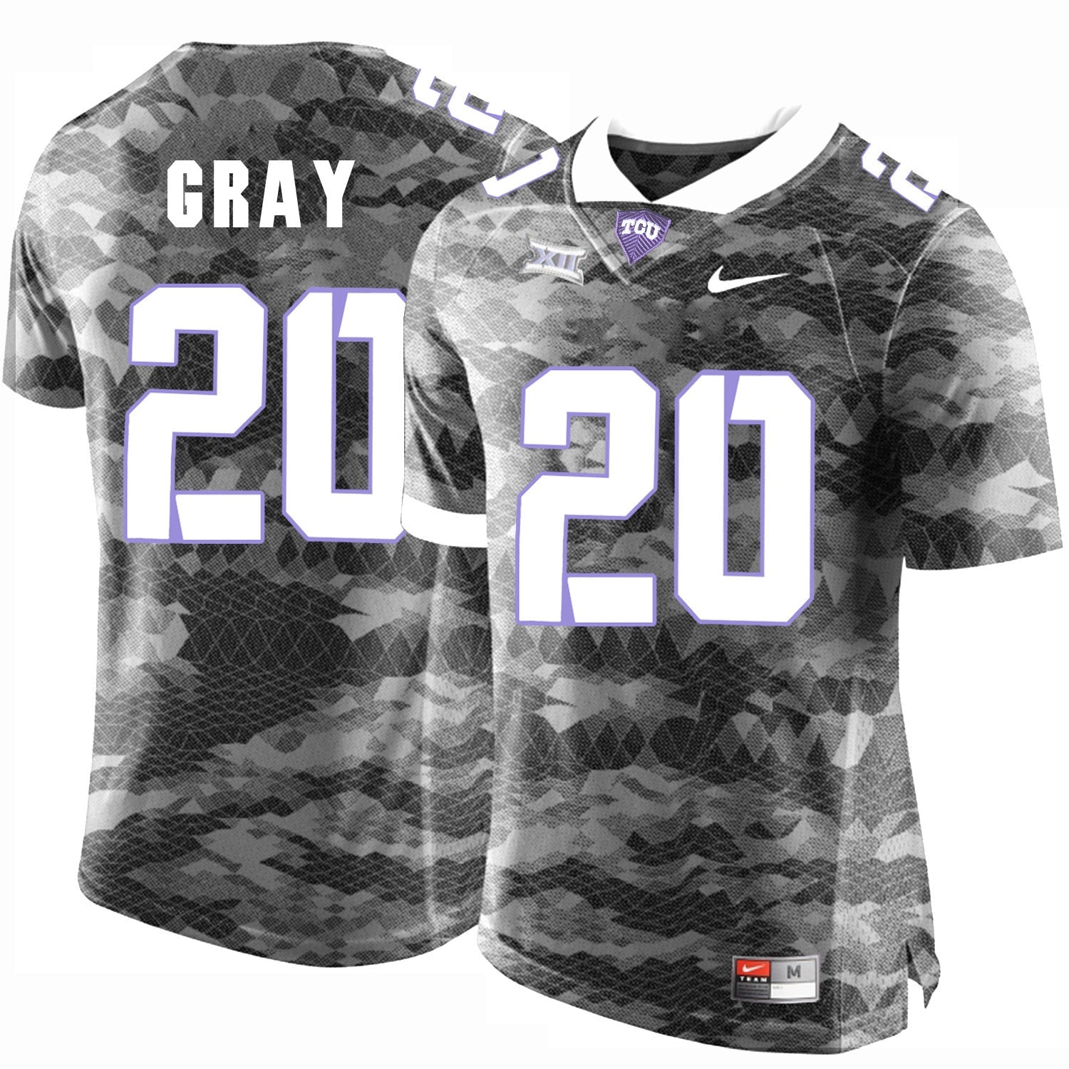 Deante Gray 20 Grey College Football Jersey football jersey product view 1