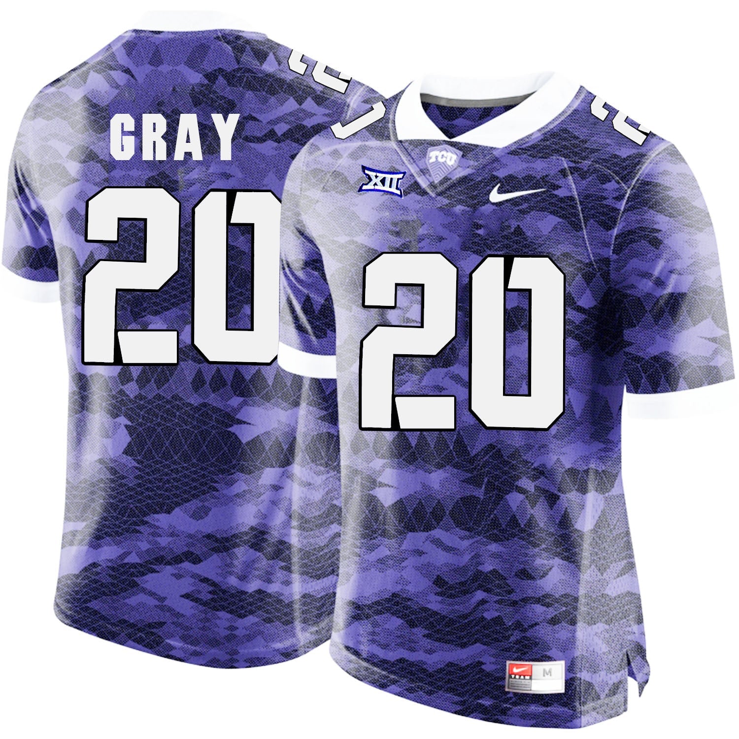 Deante Gray 20 Purple College Football Jersey football jersey product view 1