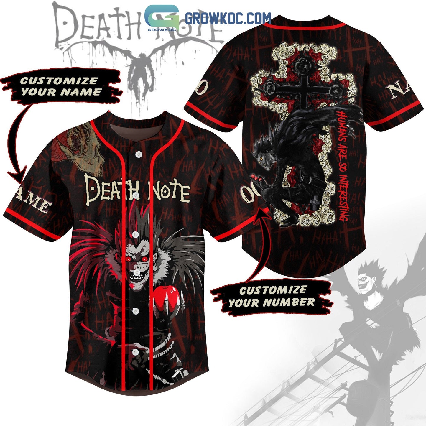 Death Note Humans Are So Interesting Personalized Baseball Jersey baseball jersey product view 1