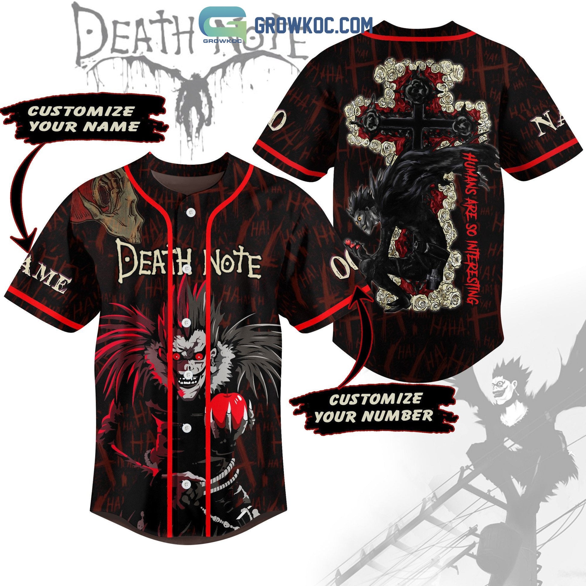 Death Note Humans Are So Interesting Personalized Baseball Jersey baseball jersey product view 1