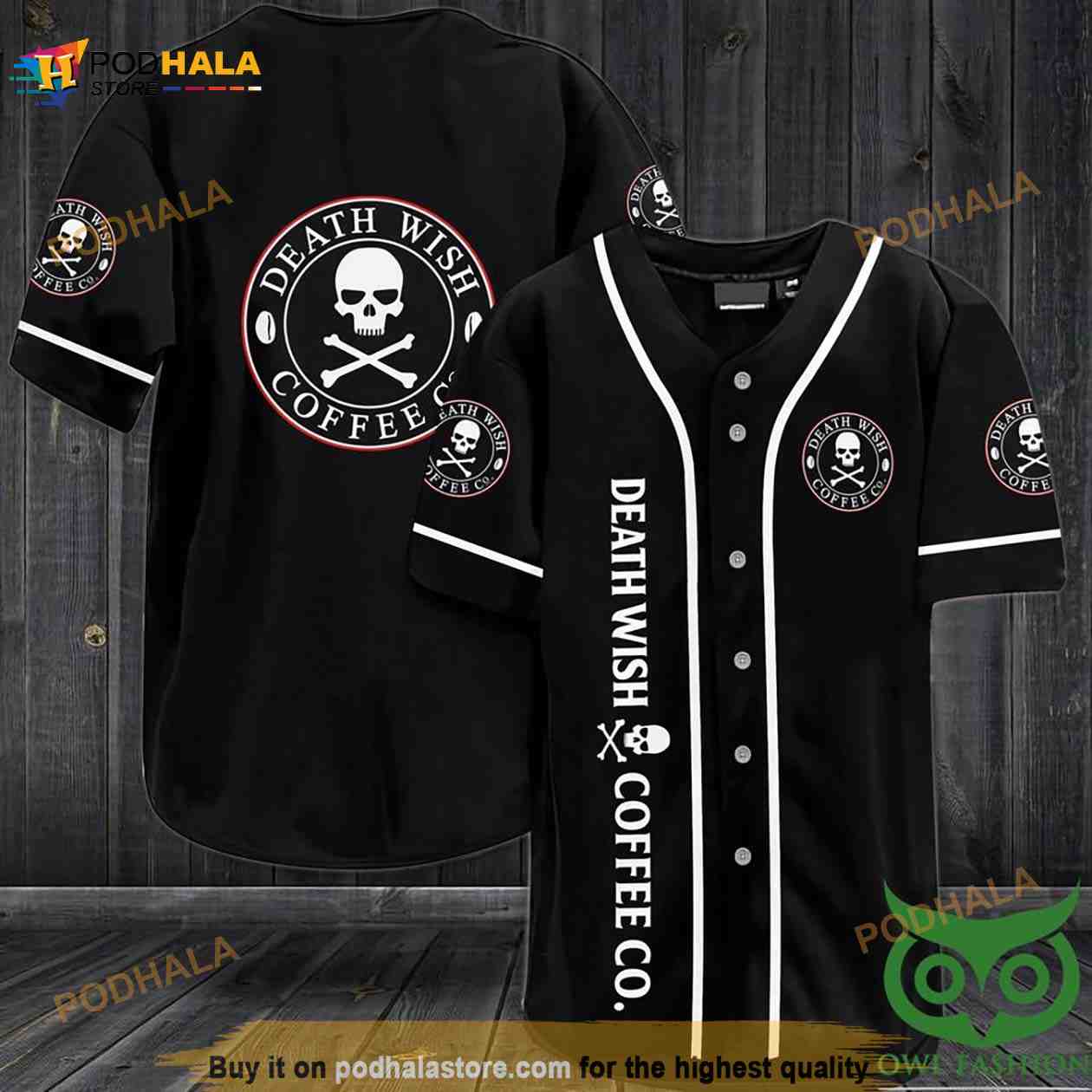 Death Wish Coffee 3D Baseball Jersey Shirt baseball jersey product view 1