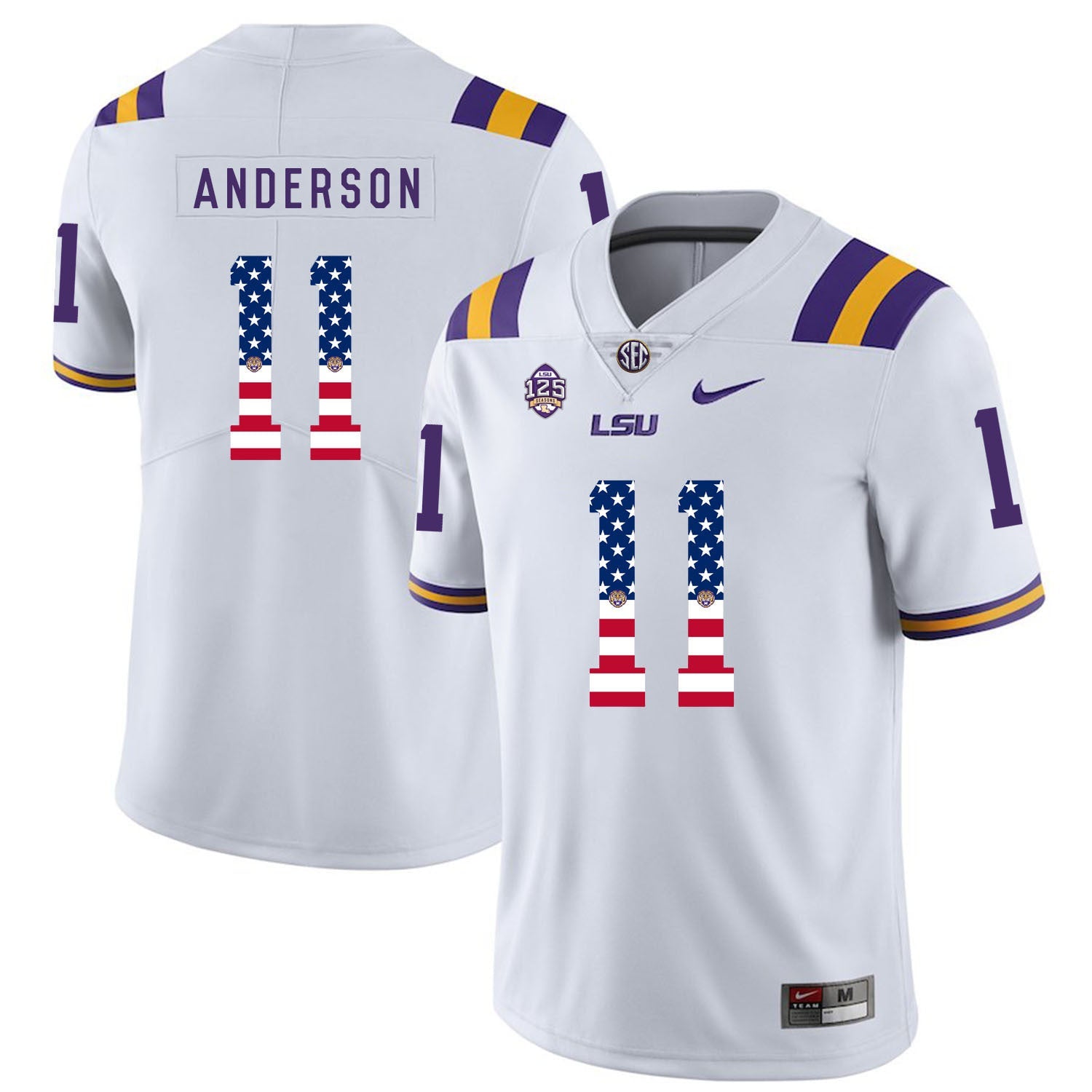 Dee Anderson 11 White College Football Jersey football jersey product view 1