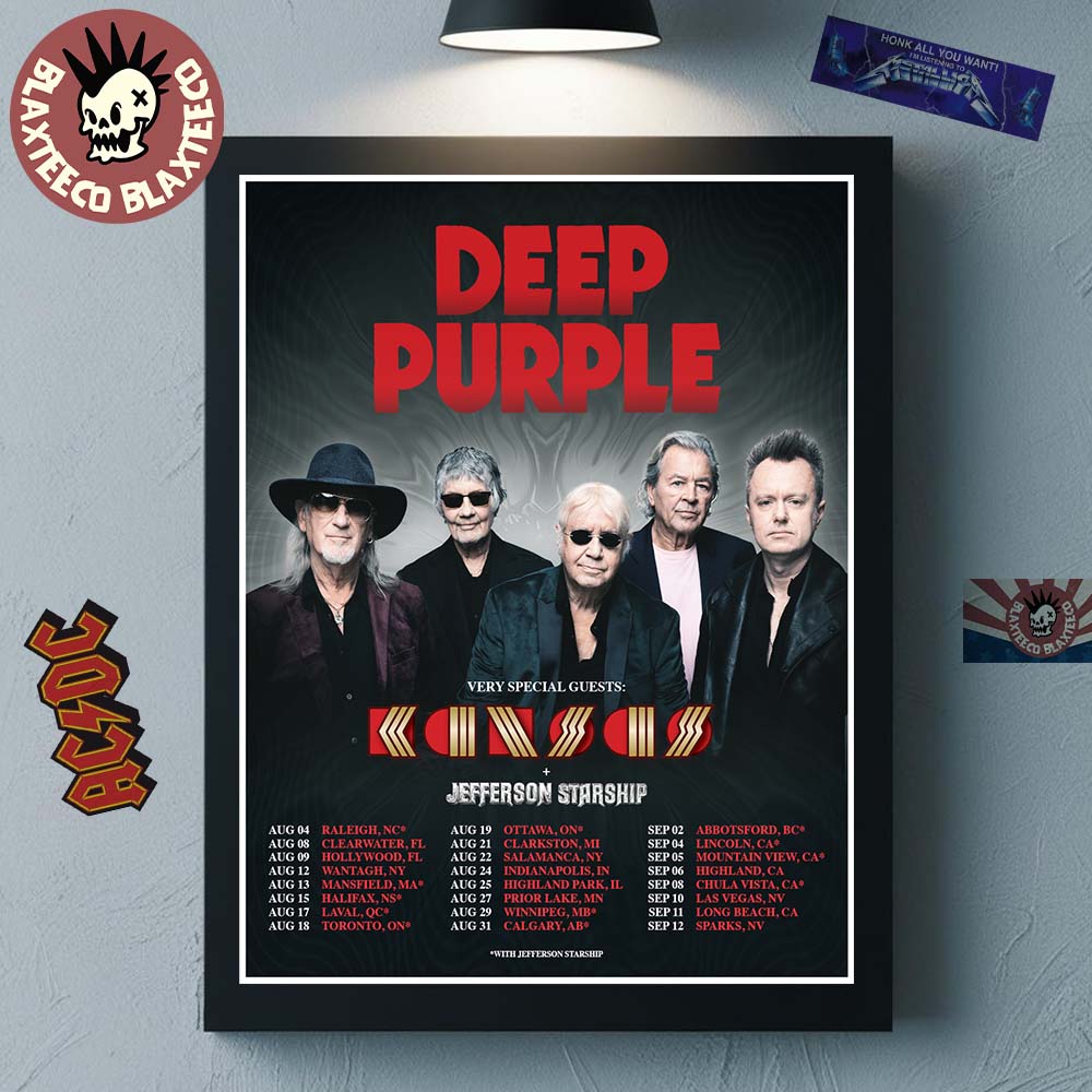 Deep Purple Summer North America Tour 2026 Schedule Dates Home Decor Poster Canvas Unisex T-shirt, Sweatshirt, Hoodie, Long Sleeve Tee - T-Shirt, Sweatshirt, Hoodie