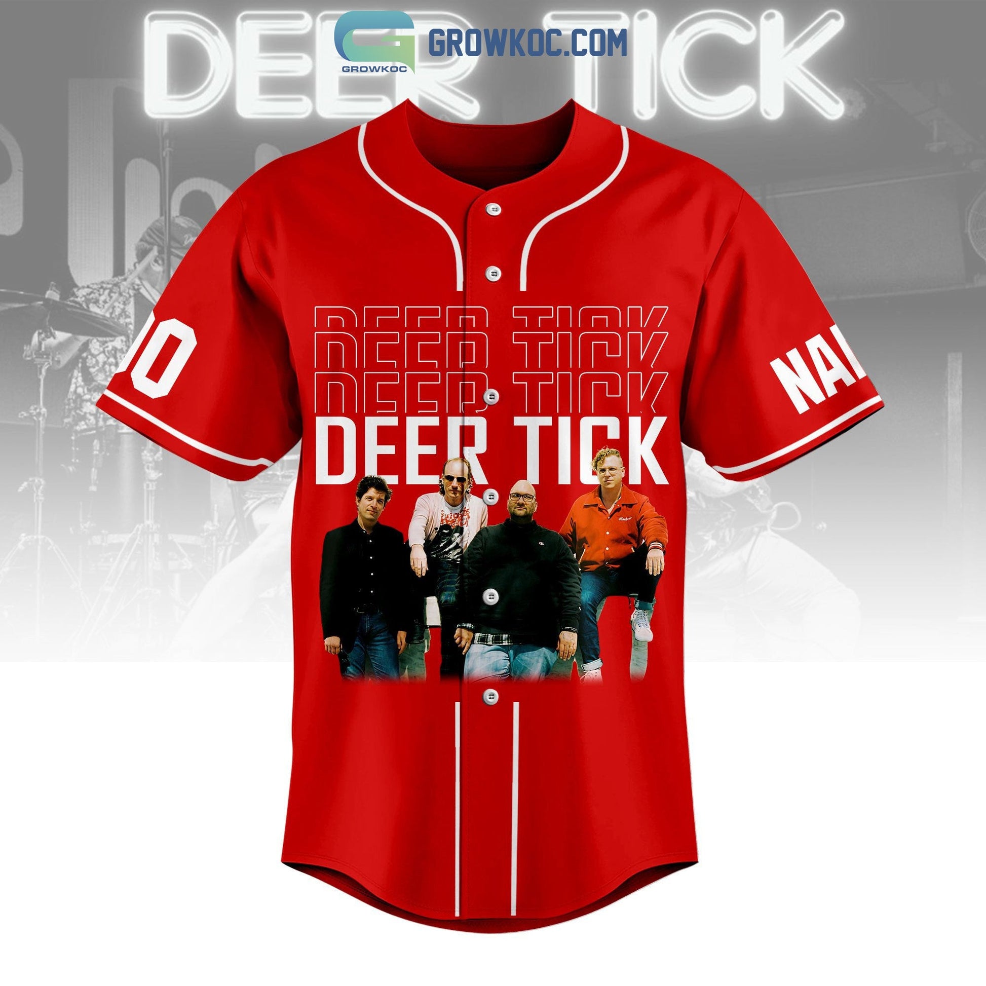 Deer Tick Emotional Contracts Tour Personalized Red Design Baseball Jersey baseball jersey product view 2