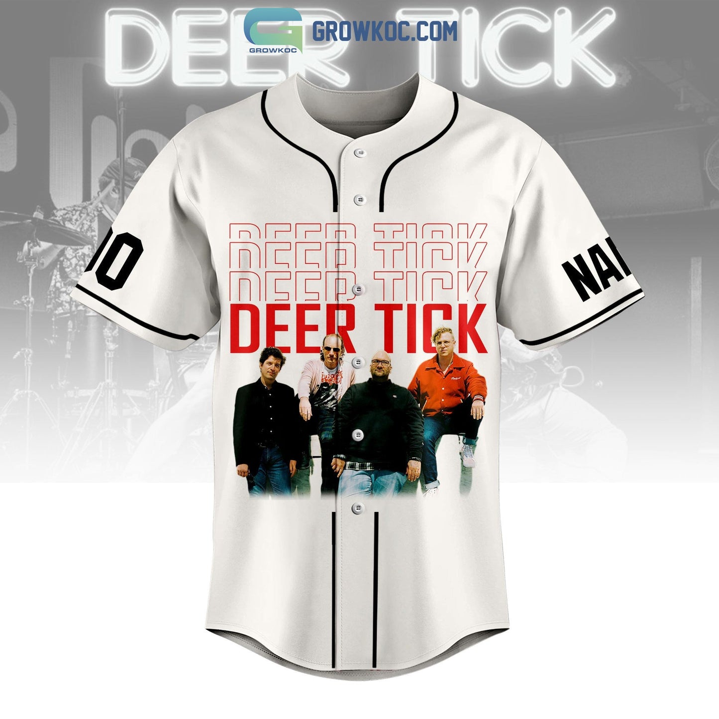 Deer Tick Emotional Contracts Tour Personalized White Design Baseball Jersey baseball jersey product view 2
