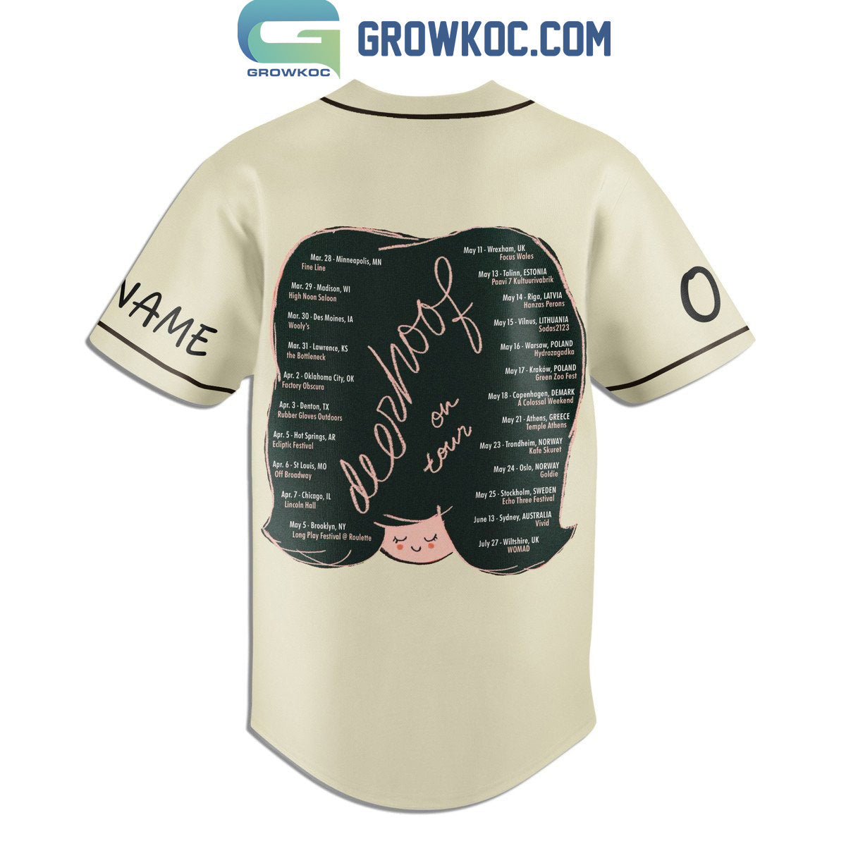 Deerhoof On Tour Love 2024 Personalized Baseball Jersey baseball jersey product view 3