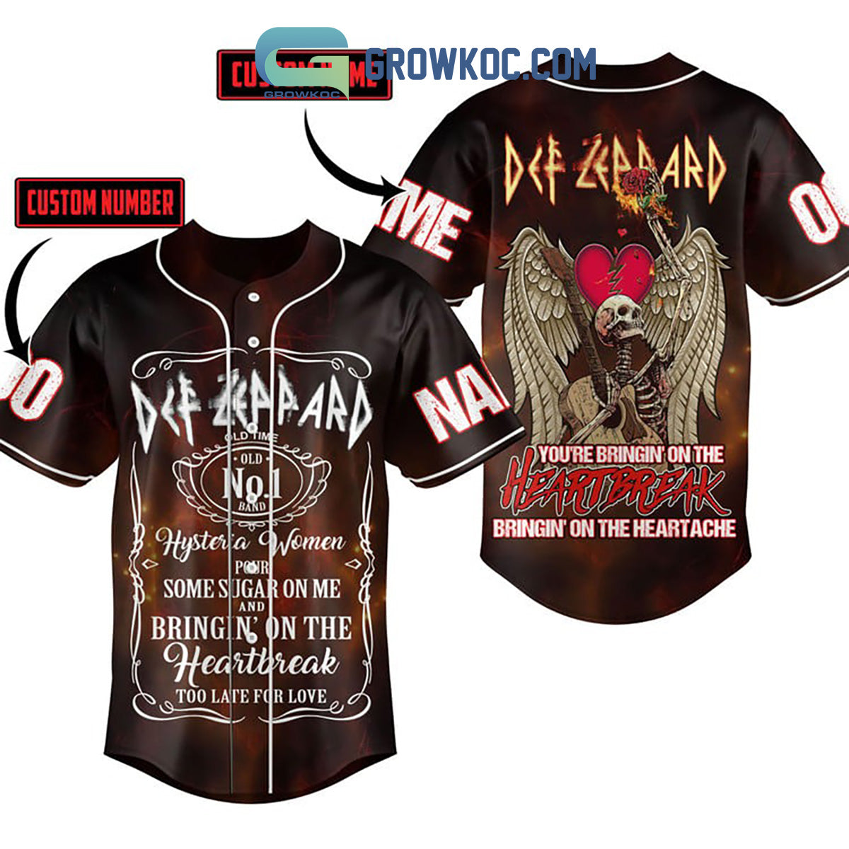 Def Leppard Bringin’ On The Heartache Personalized Baseball Jersey baseball jersey product view 1
