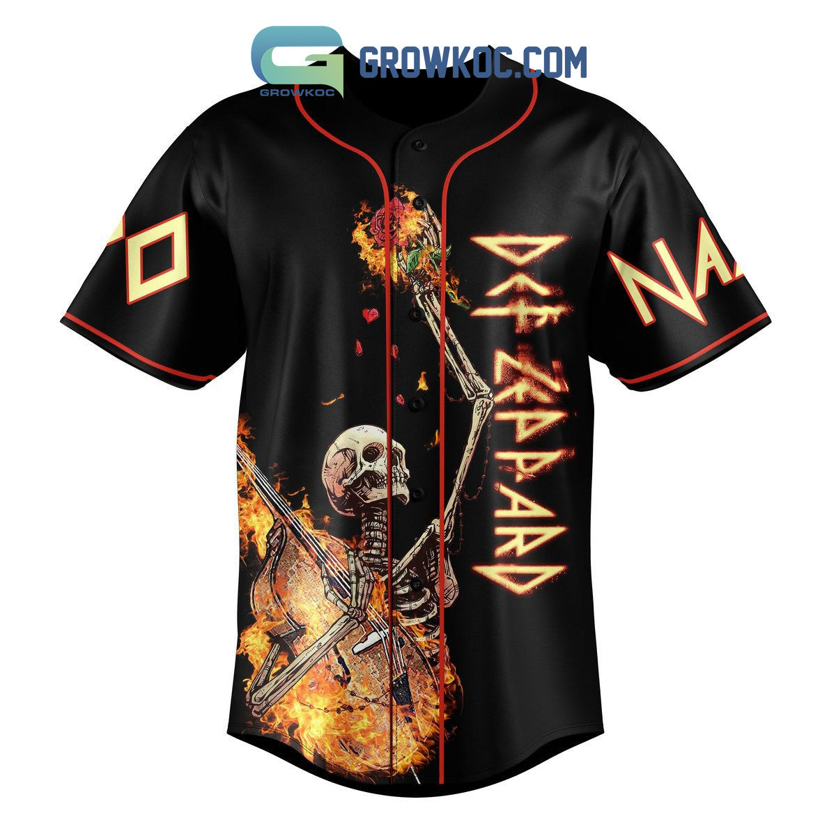 Def Leppard Guitar On Fire Personalized Baseball Jersey baseball jersey product view 1