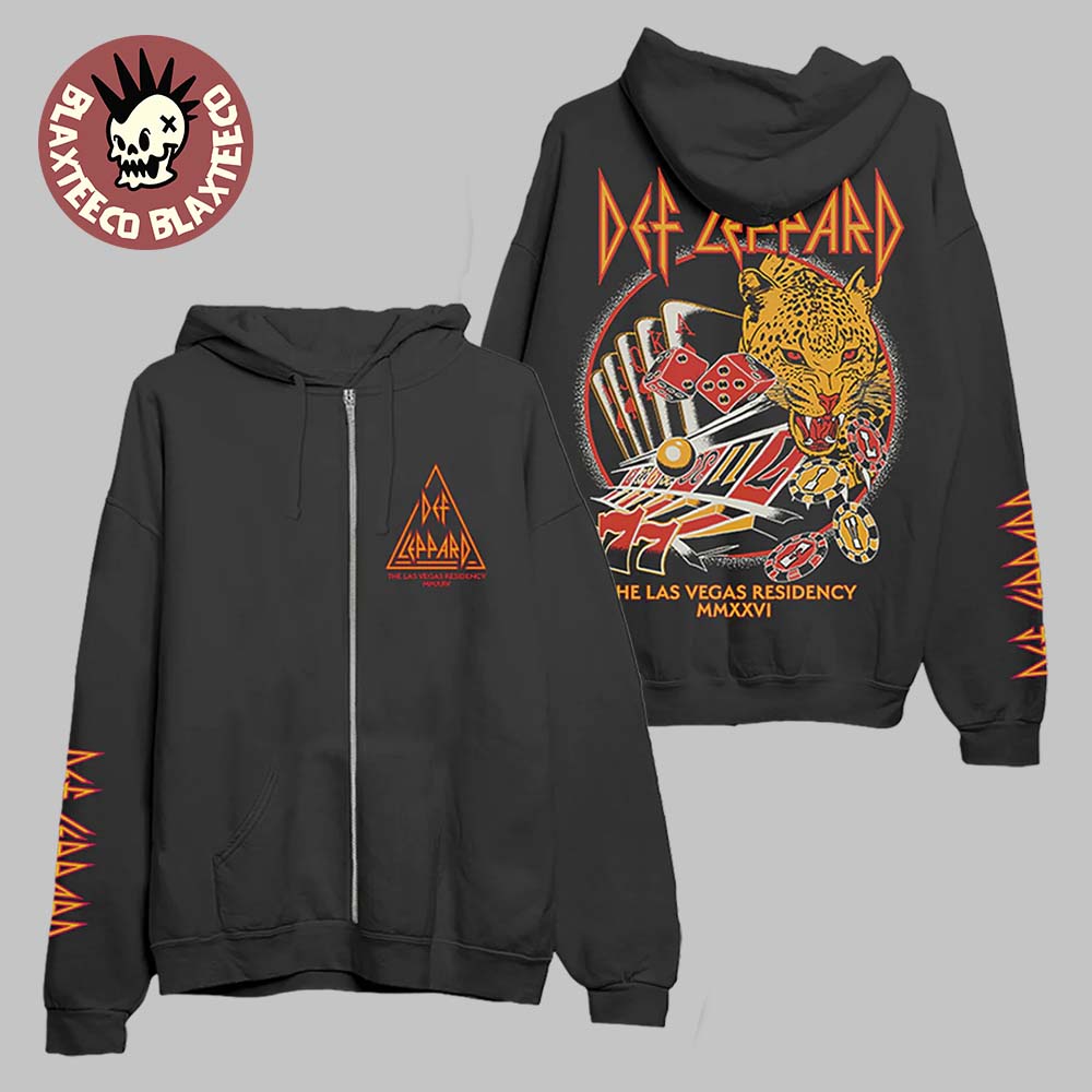 Def Leppard Live At Caesars Palace The Las Vegas Residency 2026 Merch Live Las Vegas Leopard Zip Hoodie - T-Shirt, Sweatshirt, Hoodie