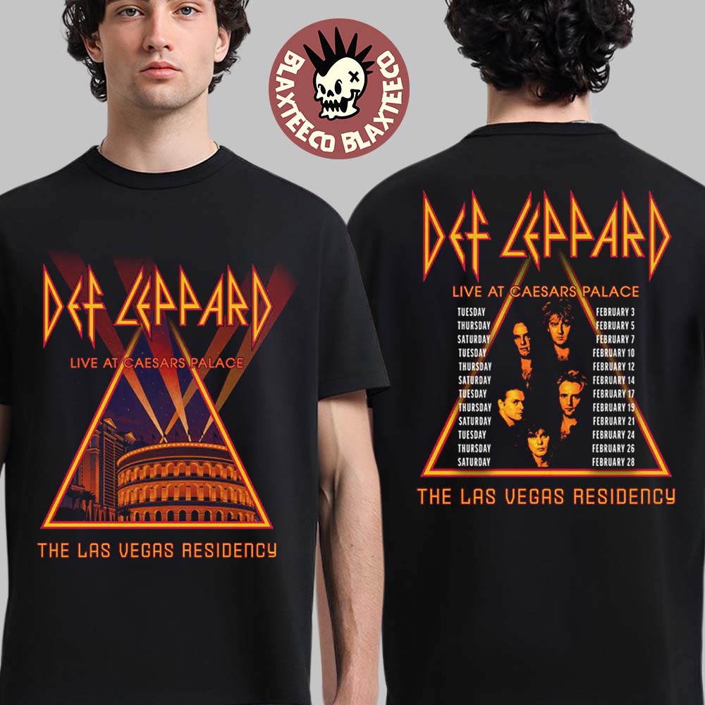 Def Leppard Live At Caesars Palace The Las Vegas Residency 2026 Merch T-Shirt Unisex T-shirt, Sweatshirt, Hoodie, Long Sleeve Tee - T-Shirt, Sweatshirt, Hoodie
