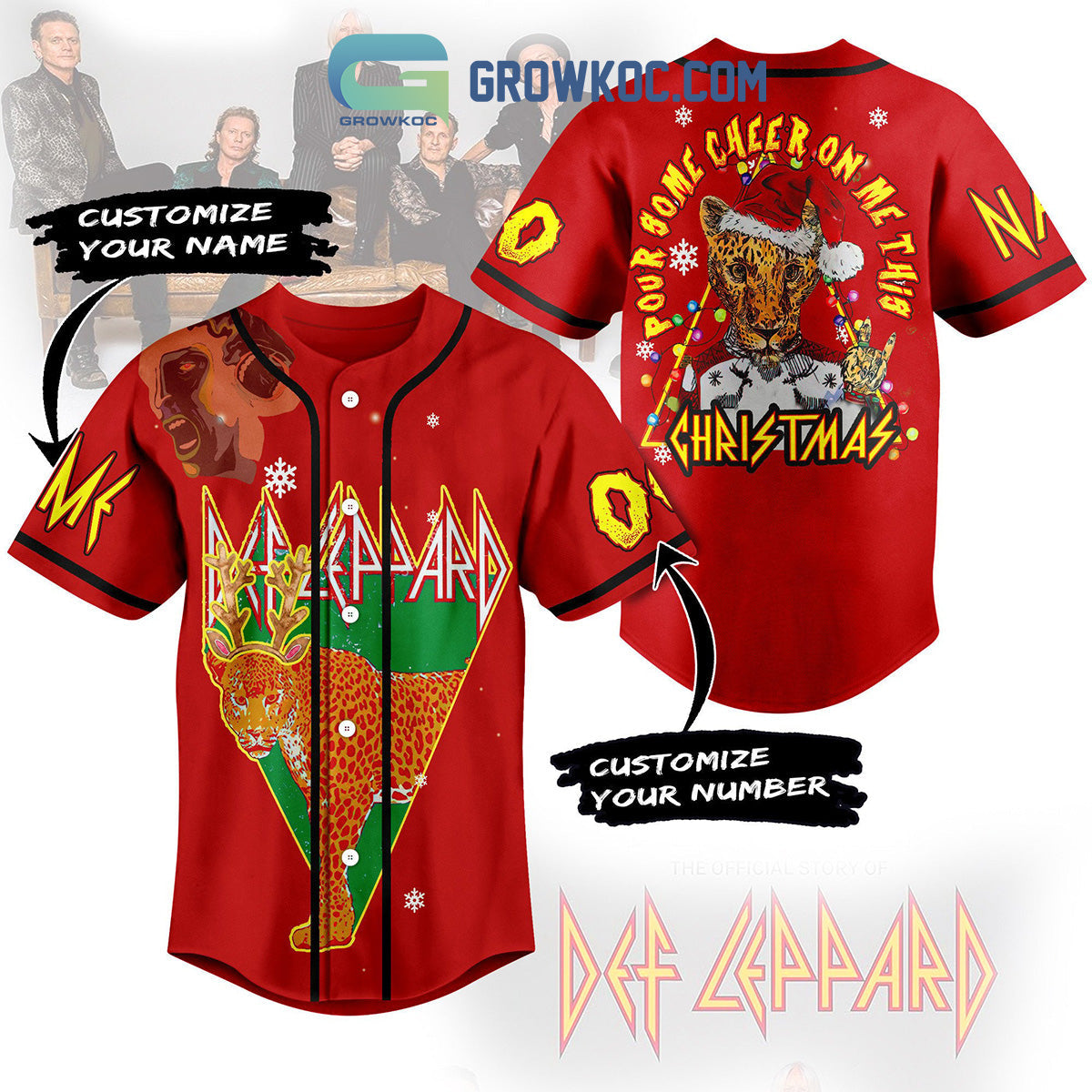 Def Leppard Rock Band Pour Some Cheer On Me This Christmas Custom Baseball Jersey baseball jersey product view 1