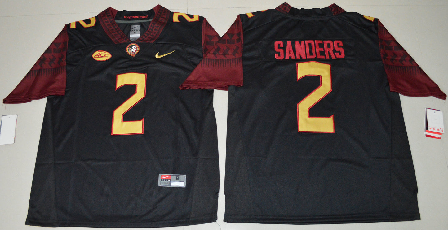Deion Sanders 2 Black 16 College Football Jersey football jersey product view 1