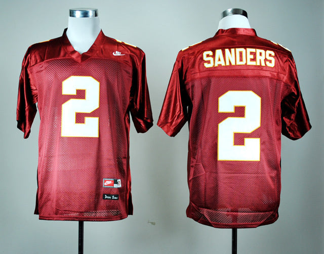 Deion Sanders 2 Red1 College Football Jersey football jersey product view 1