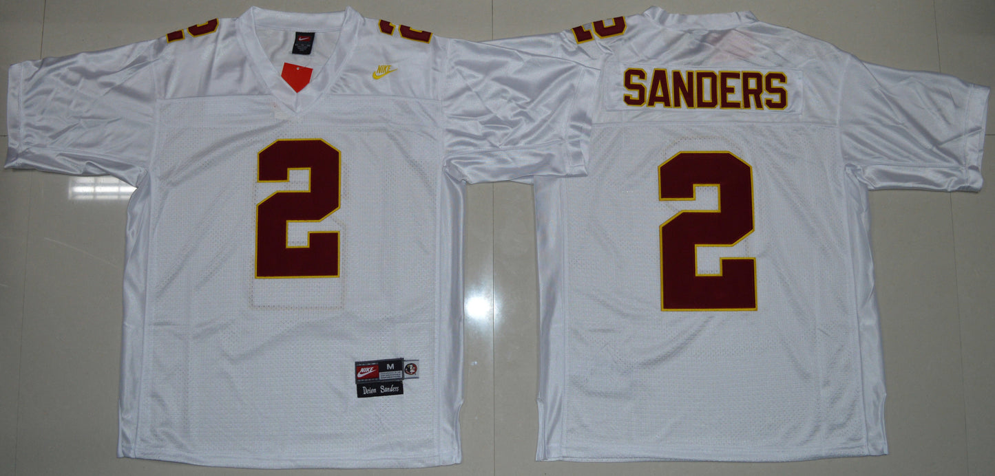 Deion Sanders 2 White College Football Jersey football jersey product view 1