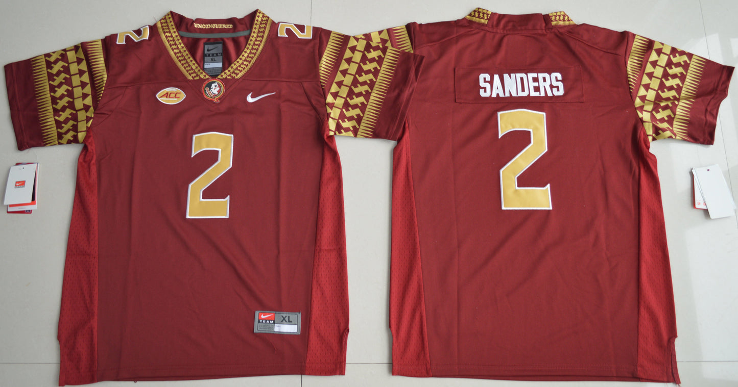 Deion Sanders 2 Youth Burgundy College Football Jersey football jersey product view 1