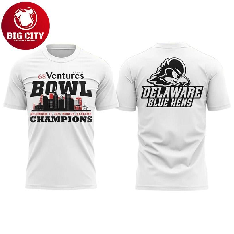 Delaware Football 68 Ventures Bowl Champions Two Sided Shirt Unisex T-shirt, Sweatshirt, Hoodie, Long Sleeve Tee - T-Shirt, Sweatshirt, Hoodie