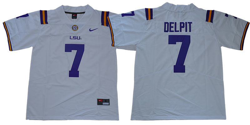 Delpit 7 White College Football Jersey football jersey product view 1