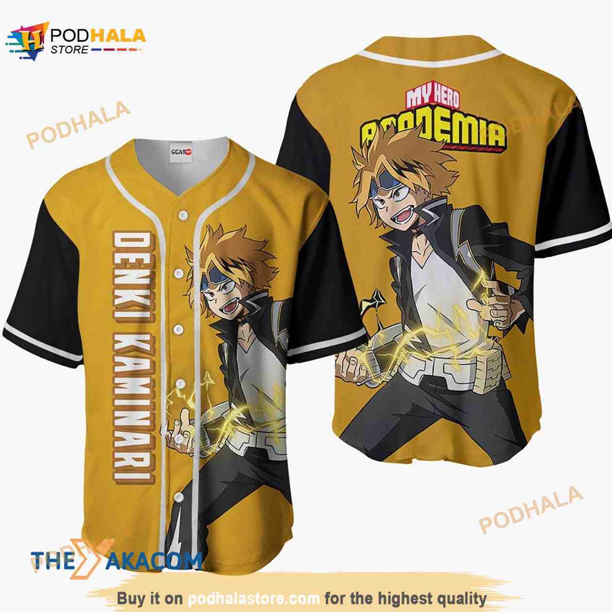 Denki Kaminari My Hero Academia Anime Gift Christmas For Fan 3D Baseball Jersey Shirt baseball jersey product view 1