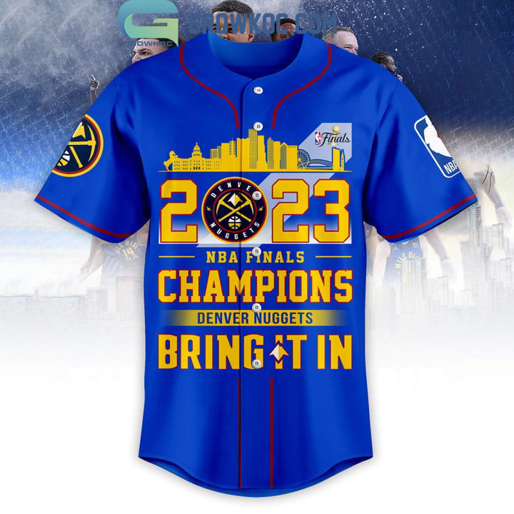 Denver Nuggets 2023 NBA Finals Champions Blue Design Baseball Jersey baseball jersey product view 2